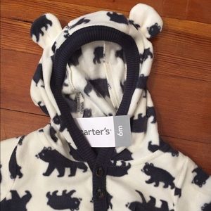 Carter's One Pieces - Hooded fleece one piece romper Carter's One Pieces - Hooded fleece one piece romper